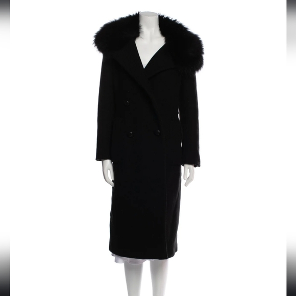 Prada Jackets & Blazers - PRADA Vintage 90s Virgin Wool Coat Raccoon Collar Sz EURO 36 Sz 4 US